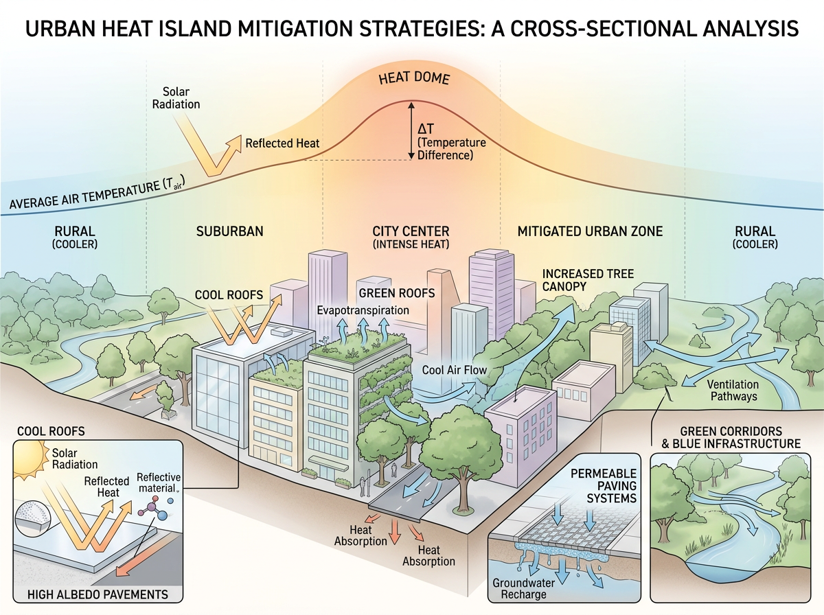 Urban Heat Island Cross-section With Mitigation Interventions テンプレート ...