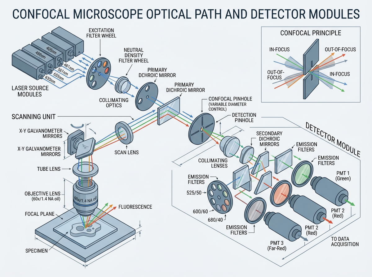 Confocal Microscope Optical Path And Detector Modules Plantilla - FigPad