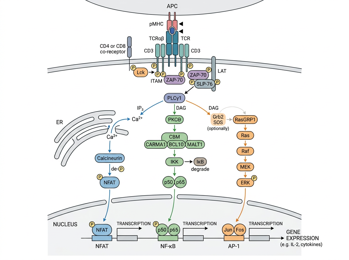 T Cell Receptor Signaling And Downstream Transcription Factors Template ...