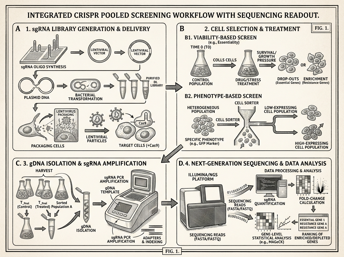 Pooled Cspr Screening Process 带测序读出的 CRISPR 混合筛选流程 模板 - FigPad