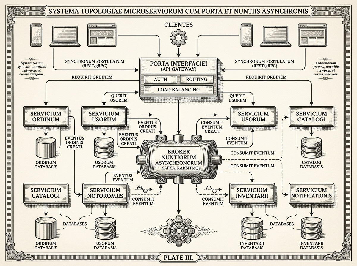 Microservice System Topology With Gateway And Async Messaging Plantilla ...